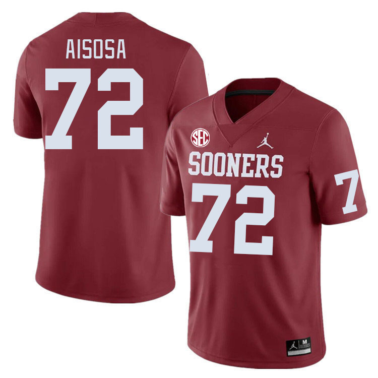 #72 Josh Aisosa Oklahoma Sooners 2024 SEC Conference College Football Jerseys-Crimson